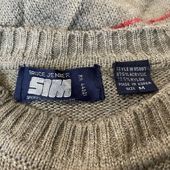 Vintage 70s Bruce Jenner Sports In Motion Taupe Brown Argyle Sweater - Picture 7 of 7